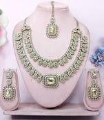 Gold yellow gold premium designer american diamond and stone work necklace set