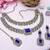 Blue yellow gold premium designer american diamond and stone work necklace set