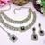 Green yellow gold premium designer american diamond and stone work necklace set
