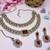 Maroon yellow gold premium designer american diamond and stone work necklace set
