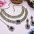Blue yellow gold premium designer american diamond and stone work necklace set