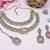 Pink yellow gold premium designer american diamond and stone work necklace set