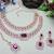 Purple rose gold premium designer american diamond and stone work necklace set