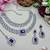 Blue rhodium premium designer american diamond and stone work necklace set