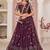 Wine Net Embroidered & Zari Work Semi Stitched Lehenga Choli