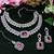 Pink rhodium premium designer american diamond and stone work necklace set
