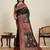 black minakari and zari work ful border silk blend saree with blouse