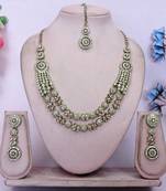Gold yellow gold premium designer american diamond and stone work necklace set