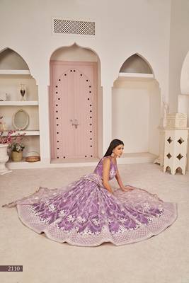 Lavender Net Embroidered & Zari Work Semi Stitched Lehenga Choli 3