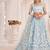 Sky Blue Net Embroidered & Zari Work Semi Stitched Lehenga Choli