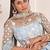 Sky Blue Net Embroidered & Zari Work Semi Stitched Lehenga Choli