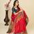 Red kota doriya cotton silk saree with blouse