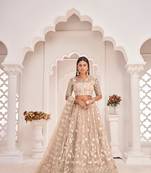Chiku Net Embroidered & Zari Work Semi Stitched Lehenga Choli