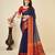 Navy blue kota doriya cotton silk saree with blouse