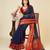 Navy blue kota doriya cotton silk saree with blouse