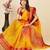 Yellow  kota doriya cotton silk saree with blouse