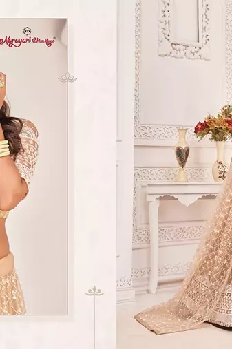 Chiku Net Embroidered & Zari Work Semi Stitched Lehenga Choli