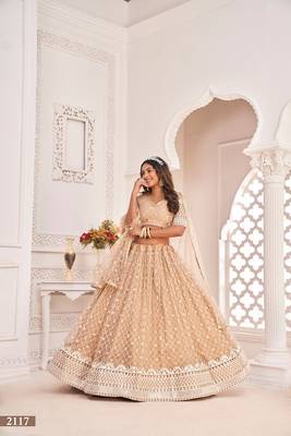 Chiku Net Embroidered & Zari Work Semi Stitched Lehenga Choli 2