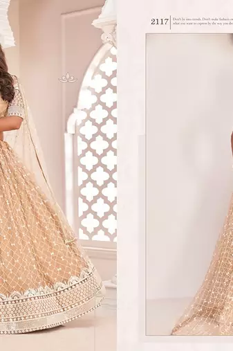 Chiku Net Embroidered & Zari Work Semi Stitched Lehenga Choli