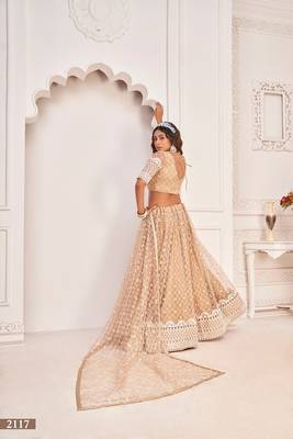 Chiku Net Embroidered & Zari Work Semi Stitched Lehenga Choli 4