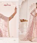 Light Onion Pink Net Embroidered & Zari Work Semi Stitched Lehenga Choli