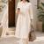 Fashion petals off-white cotton schiffli work embroidery  kurta set