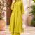 Fashion petals lime green cotton schiffli work embroidery  kurta set