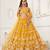 Mustard Net Embroidered & Thread Work Semi Stitched Lehenga Choli