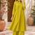 Fashion petals lime green cotton schiffli work embroidery  kurta set
