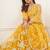 Mustard Net Embroidered & Thread Work Semi Stitched Lehenga Choli