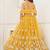 Mustard Net Embroidered & Thread Work Semi Stitched Lehenga Choli