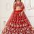 Red Net Embroidered & Thread Work Semi Stitched Lehenga Choli