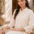 Fashion petals off-white cotton schiffli work embroidery  kurta set
