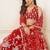 Red Net Embroidered & Thread Work Semi Stitched Lehenga Choli