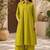 Fashion petals lime green cotton schiffli work embroidery  kurta set