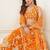 Orange Net Embroidered & Thread Work Semi Stitched Lehenga Choli