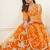Orange Net Embroidered & Thread Work Semi Stitched Lehenga Choli