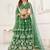 Green Net Embroidered & Thread Work Semi Stitched Lehenga Choli