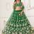 Green Net Embroidered & Thread Work Semi Stitched Lehenga Choli
