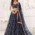 Black Net Embroidered & Thread Work Semi Stitched Lehenga Choli