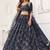 Black Net Embroidered & Thread Work Semi Stitched Lehenga Choli