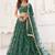 Green Net Embroidered & Thread Work Semi Stitched Lehenga Choli