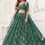 Green Net Embroidered & Thread Work Semi Stitched Lehenga Choli