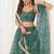 Green Net Embroidered & Thread Work Semi Stitched Lehenga Choli