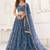 Peach Net Embroidered & Thread Work Semi Stitched Lehenga Choli