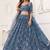 Peach Net Embroidered & Thread Work Semi Stitched Lehenga Choli