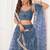 Peach Net Embroidered & Thread Work Semi Stitched Lehenga Choli