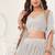 Off White Net Embroidered & Thread Work Semi Stitched Lehenga Choli