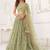 Green Net Embroidered & Thread Work Semi Stitched Lehenga Choli