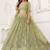 Green Net Embroidered & Thread Work Semi Stitched Lehenga Choli